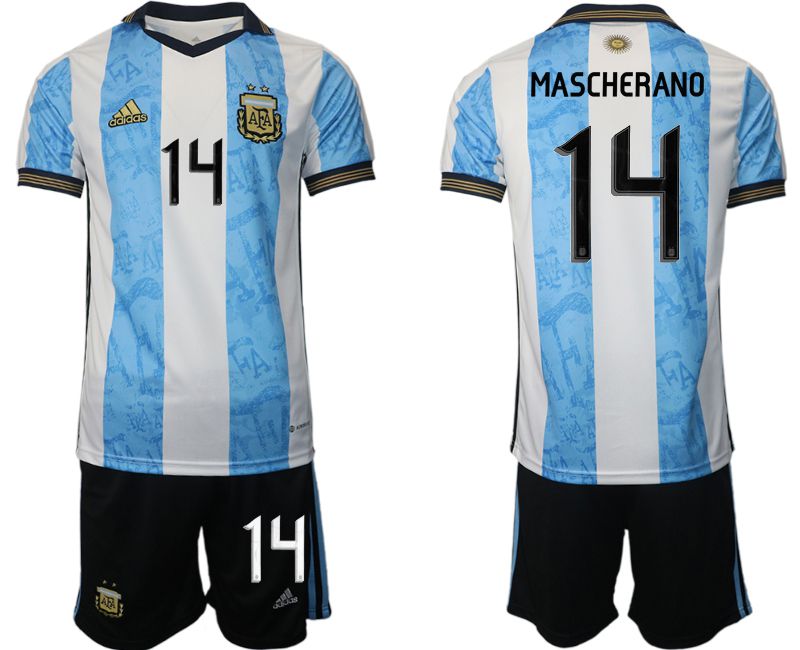 Men 2022 World Cup National Team Argentina home blue 14 Soccer Jersey